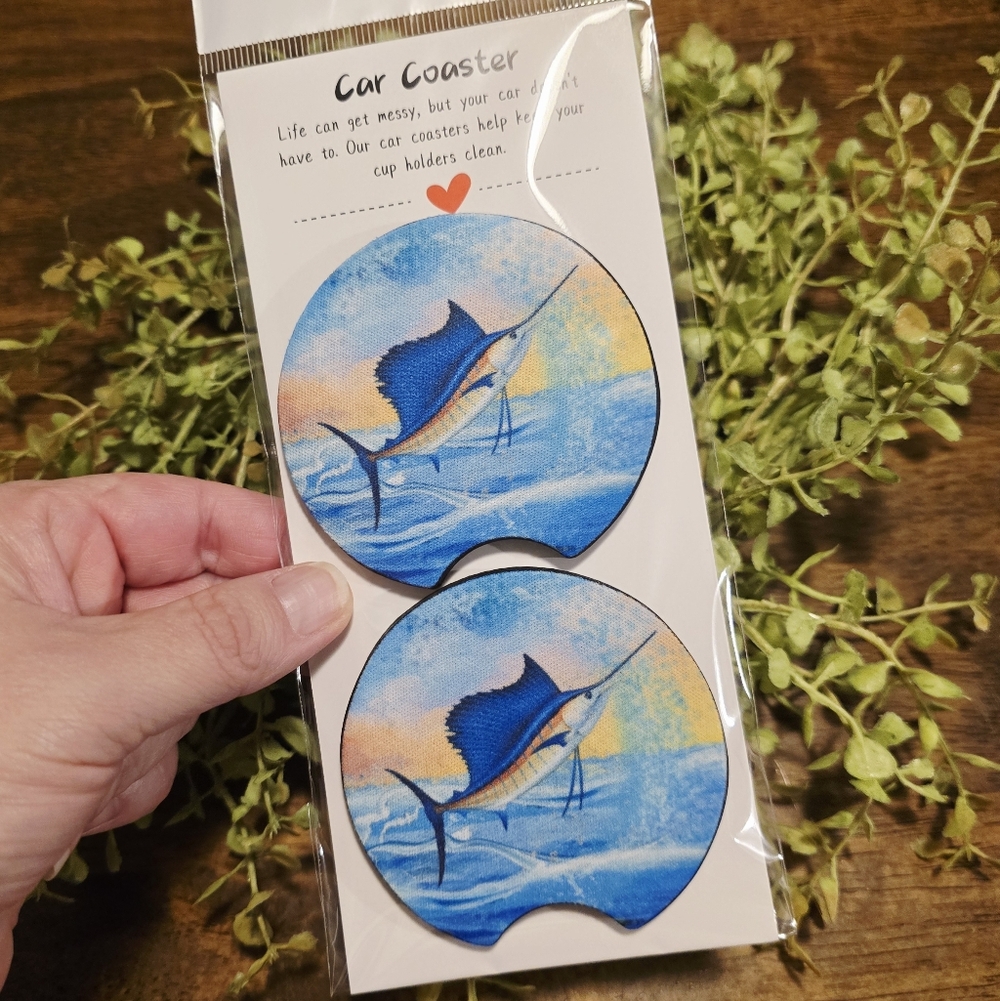 Blue Marlin Deep Sea Car Coaster Set